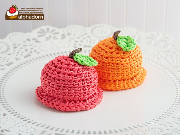 小さなドールのためのりんご帽子＆オレンジ帽子｜alphadorn