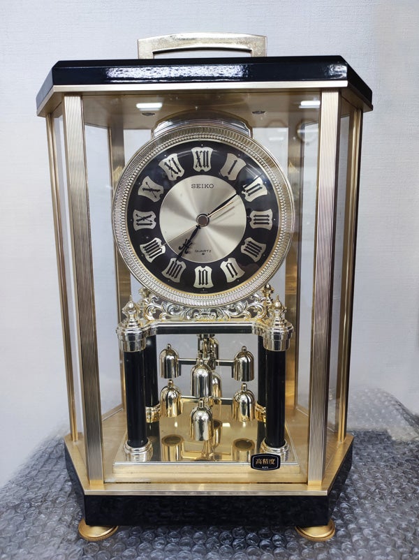 ① 修理前点検 SEIKO QW606B 置き時計 回転振り子の時計 