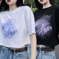 Tシャツ クロップド丈 半袖 グラフィックプリント トップス 韓国ファッション レディース