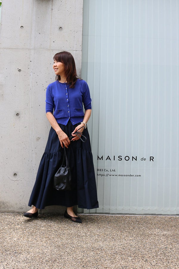 クールコットン・半袖カーディガン(ブルー)着画 | maison de R