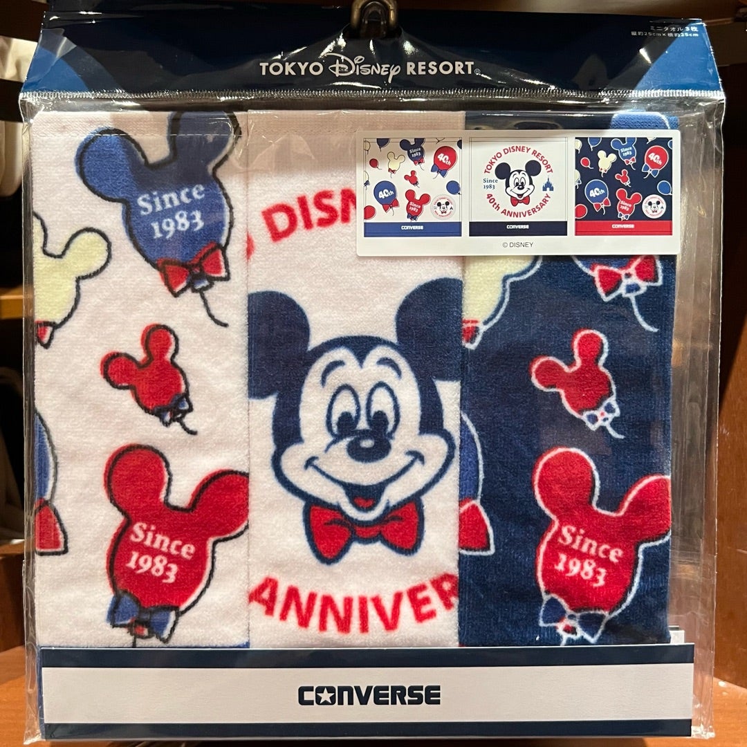 送料込 ディズニー40周年コンバース ミニタオル3枚入フェイスタオル