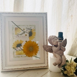 押し花レッスン　黄色い可愛いガーベラの押し花フレームの画像
