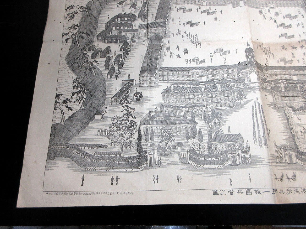 明治29年(1896)鳥瞰図「近衛歩兵第一旅団兵営之図」1点/全勝堂 明治29年(1896)鳥瞰図「近衛歩兵第一旅団兵営之図」1点/全勝堂