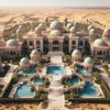 砂漠の中の超豪邸の画像