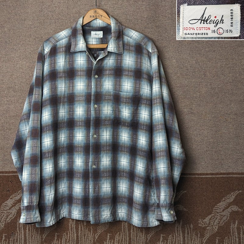 60s Atleigh Shadow Plaid Print Flannel Shirt