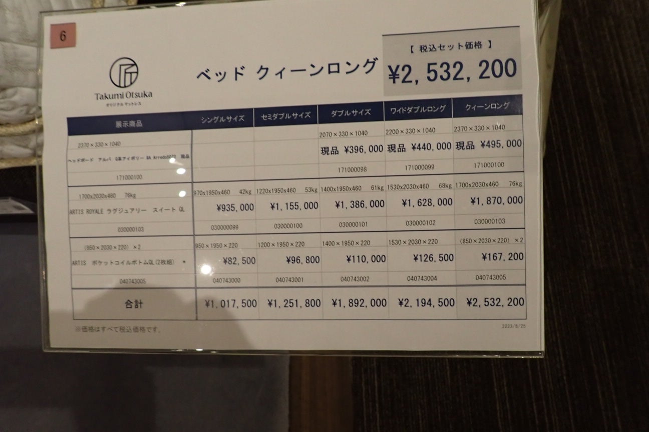 2024年匠大塚高級マットレスARTIS ROYALE LUXURY SUITE | ぺん 2024年匠大塚高級マットレスARTIS ROYALE LUXURY SUITE | ぺん