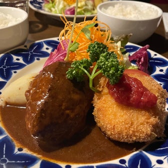 京都・下鴨・浅井食堂～ハンバーグとクリームコロッケ定食～