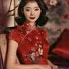 人工知能顔変更パズルにてチャイナドレスの変身体験・赤色衣装編(2024年4月26日)の画像