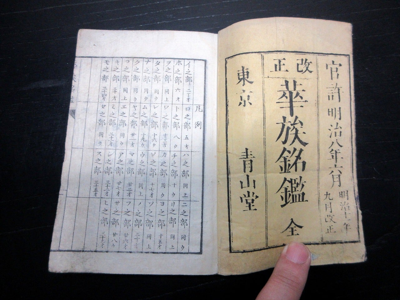 和本明治11年（1878）名鑑武鑑「改正華族銘鑑」全1冊/味岡弥輔/古書古 
