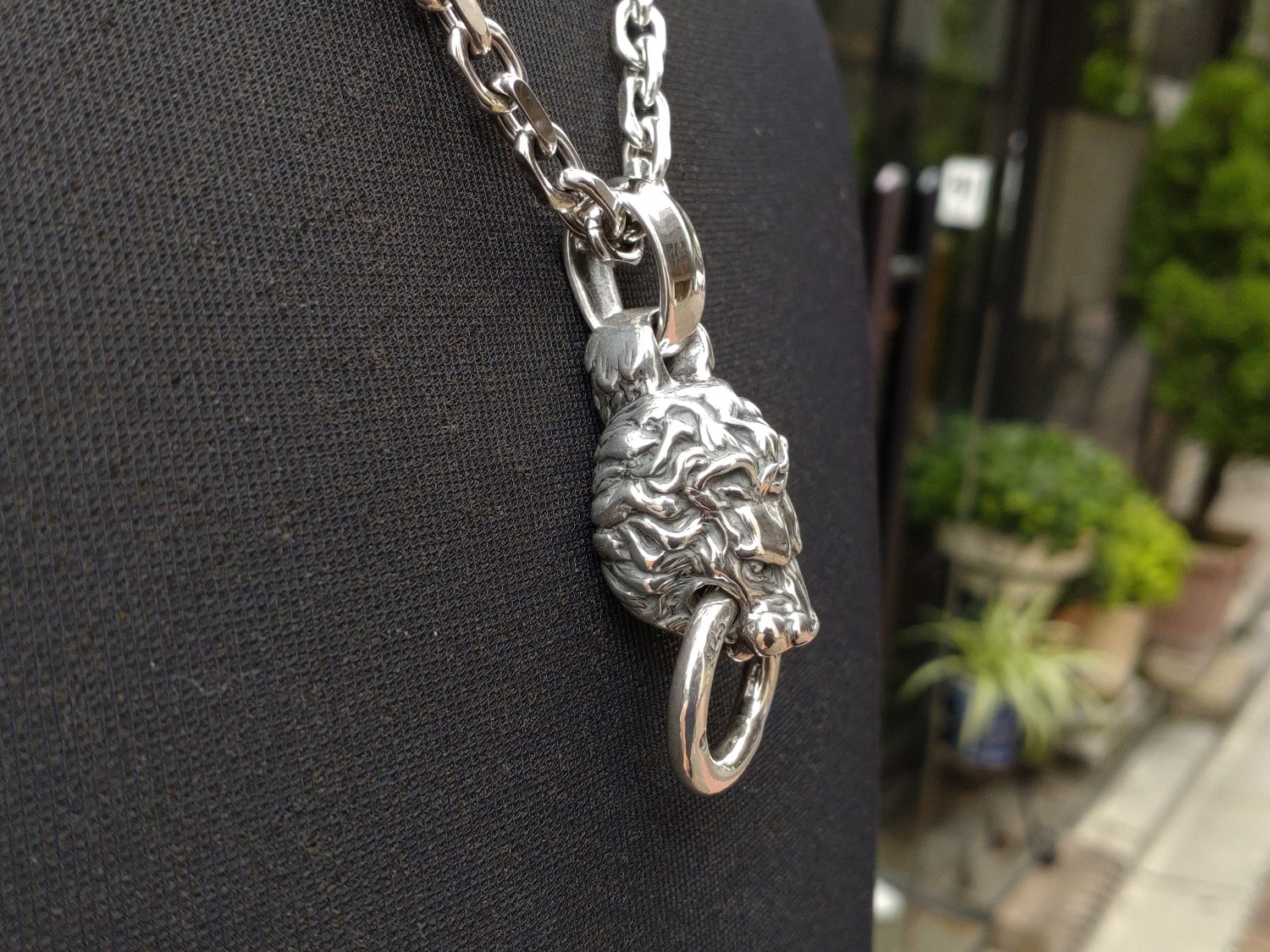 BWL / Lion w/Mouth Ring Pendant & Square Chain N | BILL WALL BWL / Lion w/Mouth Ring Pendant & Square Chain N | BILL WALL