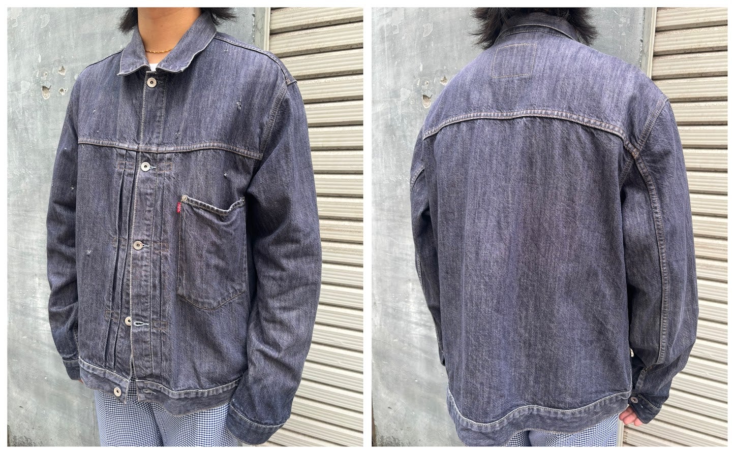 Old Euro Levi's Denim Jacket & Gingham Check Trs | ILLMINATE Old Euro Levi's Denim Jacket & Gingham Check Trs | ILLMINATE