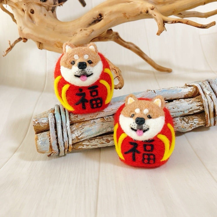 羊毛フェルト柴犬だるま 羊毛フェルト作家もふだもふお | 羊毛フェルト