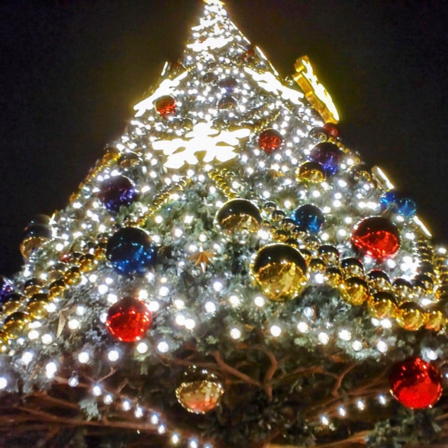 クリスマスツリー　ディズニーミニツリー「☆アリエル☆光で彩るツリー☆」電池式です 今しか見ることの出来ない「夜ディズニー素敵な風景」ツリーの足元には