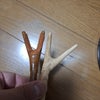 桜の枝で竿枕作製の画像
