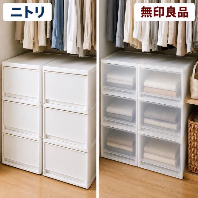 無印収納 衣装ケースニトリ クローゼット活用ケース ニトリ・無印良品