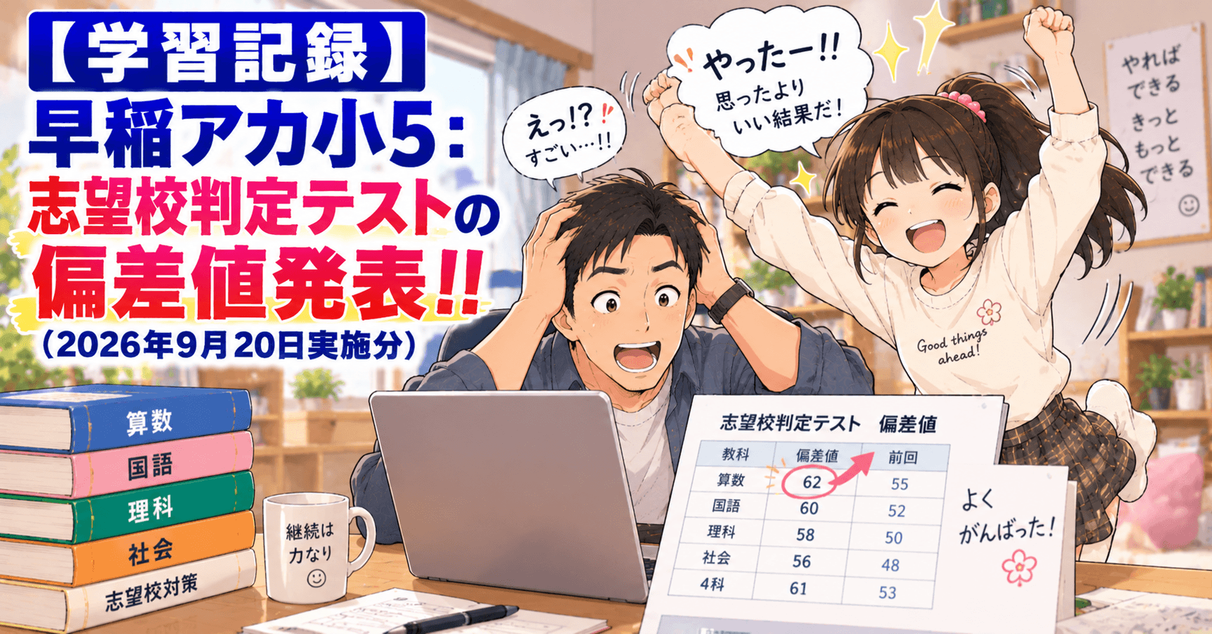 学習記録】早稲アカ小5：志望校判定テストの偏差値発表！！（2026年9月