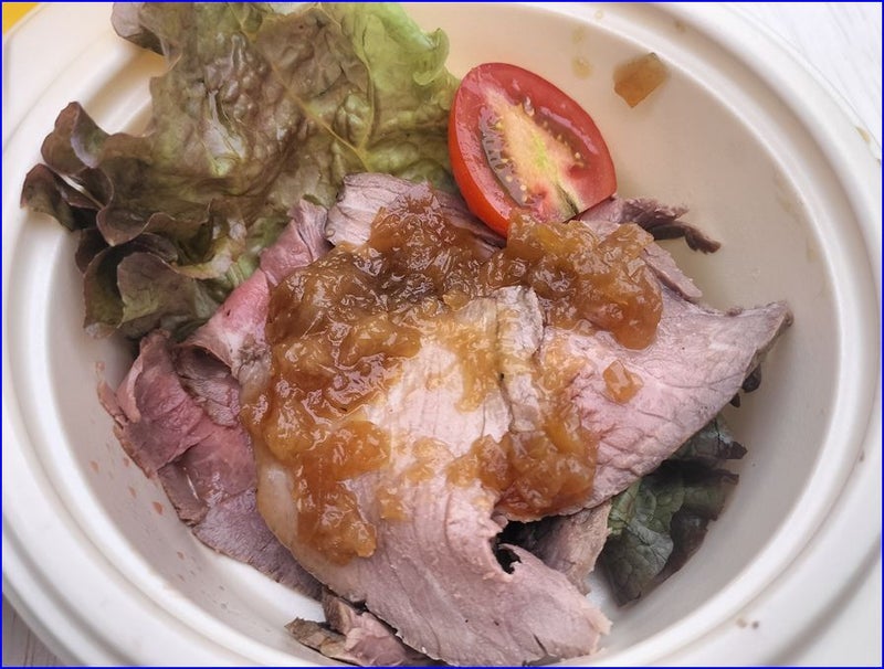 海老と小柱のかき揚げ丼、ローストビーフ