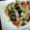 ナスとミニトマトのパスタの画像
