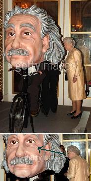 Queen ElizabethII looks Albert Einstein  head